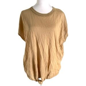 NWT Tahari XL Camel Tam Lightweight Viscose Knotted Front Short Sleeve Top